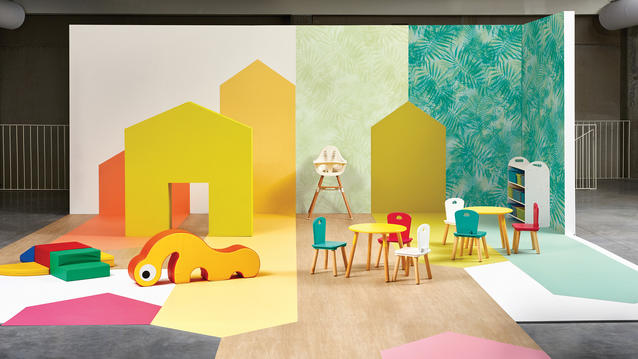 New Heterogeneous vinyl flooring and wall covering collections for educational facilities